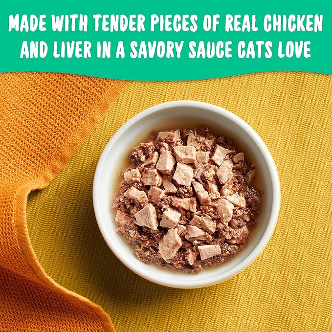 Meow Mix Tenders in Sauce, Wet Food with Chicken & Liver, 12 Cups