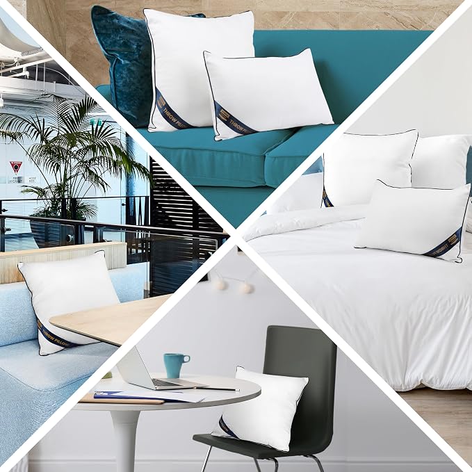 Utopia Bedding 20x20 Throw Pillow Inserts, Decorative Pillows, Pack of 4 | Piping Throw Pillows, Plush & Supportive, Aesthetic Cushion Sham Stuffer for Sofa, Office, Couch & Bed, Set of 4, White