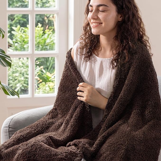 Exclusivo Mezcla Fleece Bed Blankets Queen Size for Bed, 90" x 90" | Super Soft and Cozy Fluffy Blanket for Women, Lightweight and Fuzzy Bedding for Bedroom , All Season, Coffee
