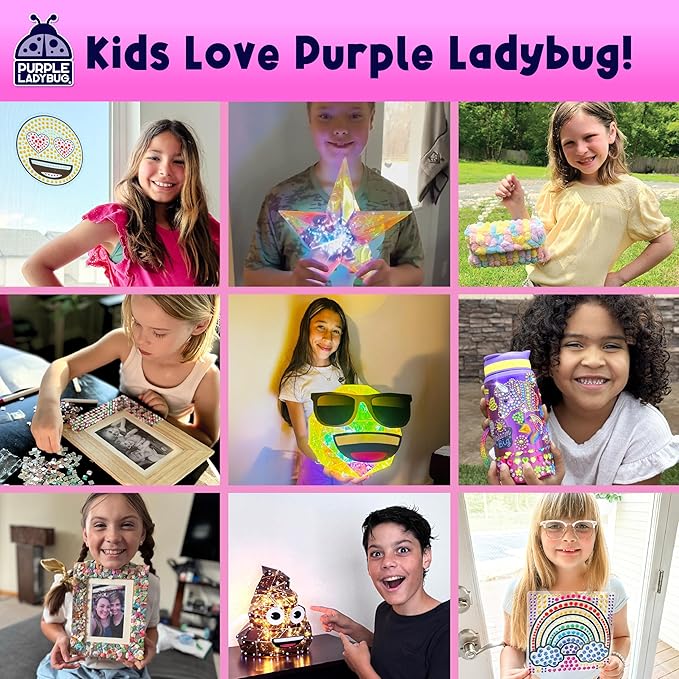 PURPLE LADYBUG 175-Piece Temporary Glitter Tattoos Kit for Kids & Teens - Christmas Gifts for 6 7 8 9 10-12 Year Old Girl Birthday, Craft for Girls 8-12, Ideal Stocking Stuffers for Holiday Party