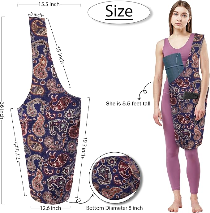 Yoga Mat Bag Yoga Tote Bag with Large Pocket and Zipper Pocket Yoga Mat Bag Carrier Fit Most Size Mats and All You Stuff