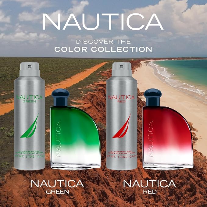 Nautica Color Red Eau de Toilette for Men, Aromatic Fougere Fragrance, Notes of Black Pepper, Lavender and Rosemary, 1.6oz