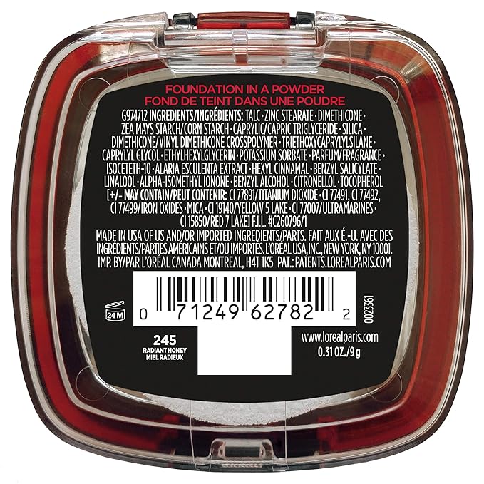 L'Oreal Paris Makeup Infallible Fresh Wear Foundation in a Powder, Up to 24H Wear, Waterproof, Radiant Honey, 0.31 oz.