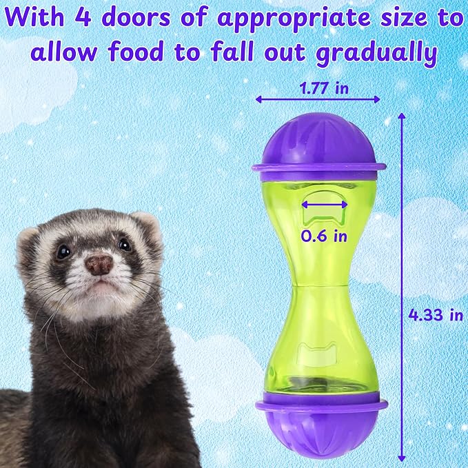 Ferret Treat Ball Interactive Toy Balls for Small Animal, Enrichment Toys Ferrets Dry Food Ball for Ferrets Guinea Pig Rat Chinchilla Hedgehog Bunny, Pet Ferret Accessories (L, Bone)