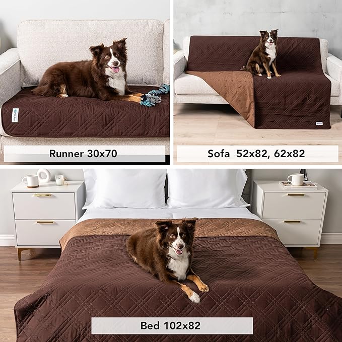 PetAmi Waterproof Couch Cover for Dog Nonslip Bed Sofa Blanket, 30x70 Brown