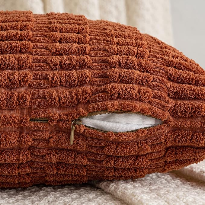 MIULEE Fall Lumbar Corduroy Throw Pillow Cover for Bed 14x36 Dark Rust | Terracotta Soft Long Decorative Cushion Cover Boho Farmhouse Accent Pillowcase Sofa Couch Livingroom Autumn Home Decor