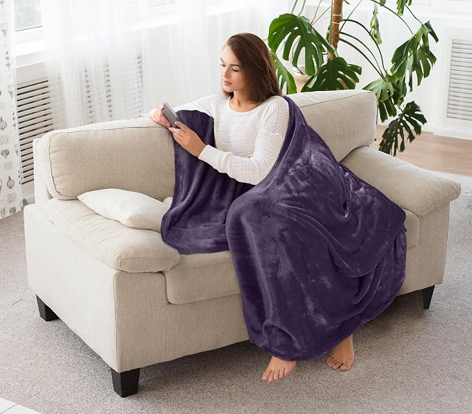 Utopia Bedding Ultra Soft Fleece Bed Blanket Throw Size Purple (50x60 Inch) | Microfiber Plush Warm Lightweight Breathable Cozy Blanket Anti-Static, All Season Use, Gift for Women and Men