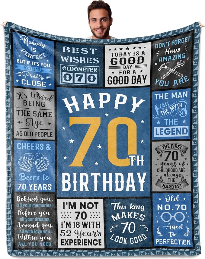 70th Birthday Gifts for Men Women, Best 70th Birthday Decorations for Men | 70 Year Old Birthdays Gift for Man, Funny 1955 Birthdays Gift for Man ideas Blanket 50"X60"