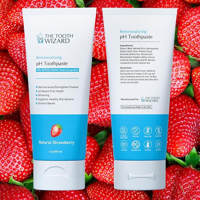 THE TOOTH WIZARD pH Balancing Toothpaste | Natural Strawberry Flavor | Fluoride-Free | SLS-Free | Gentle Whitening | Supports Healthy Oral Microbiome | 3 oz