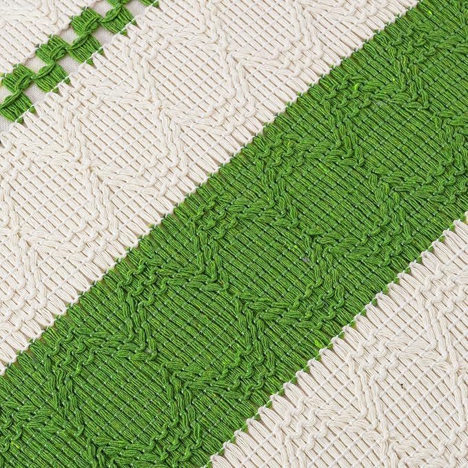 Fancy Homi Set of 2 Boho Lime Green Decorative Throw Pillow Cover 18x18 Inch for Couch Bed Sofa, Aesthetic Modern Organic Farmhouse Home Decor, Soft Cotton Cute Accent Macrame Woven Cushion Case