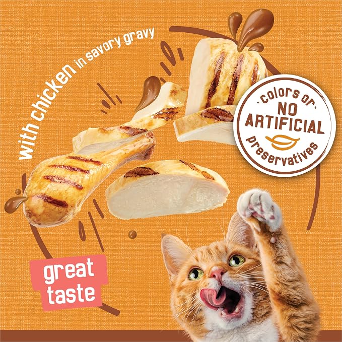 Friskies Purina Extra Gravy Wet Cat Food Chunky Chicken in Savory Gravy - 5.5 oz. Cans,(Pack of 48)