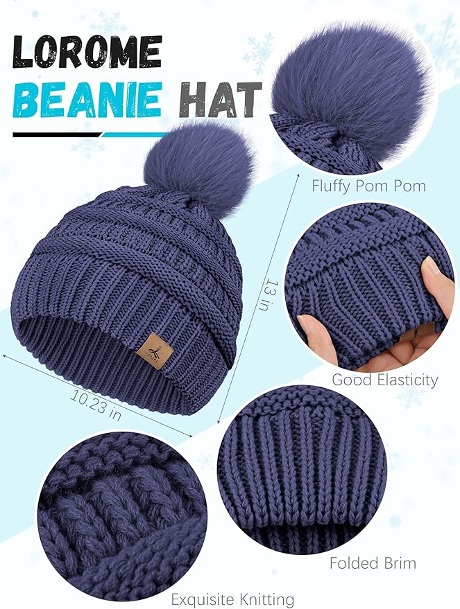Winter Hat Scarf Gloves and Ear Warmer, Warm Knit Beanie Hat Touch Screen Gloves Set Winter Gifts Neck Scarves for Women