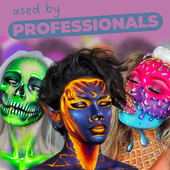Blue Squid Face Paint Water Based Single Cake Professional Face Paint & Body Paint - Water Activated, Kids Adults Face Painting for Costume, Halloween Makeup, Cosplay - Metallic Purple Face Paint 30g
