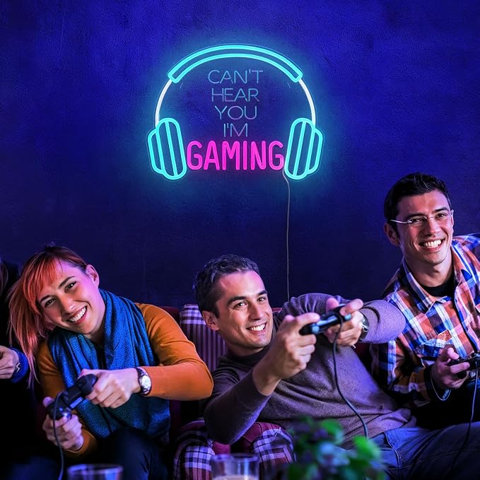 Kavaas Gamer Neon Sign, Neon Headphone Signs for Gaming Room Decor - Can't Hear You I'm Gaming Headset LED Light Sign for Teen Boys Room Decor - Best Gamer Gifts for Teenage Boys, Kids
