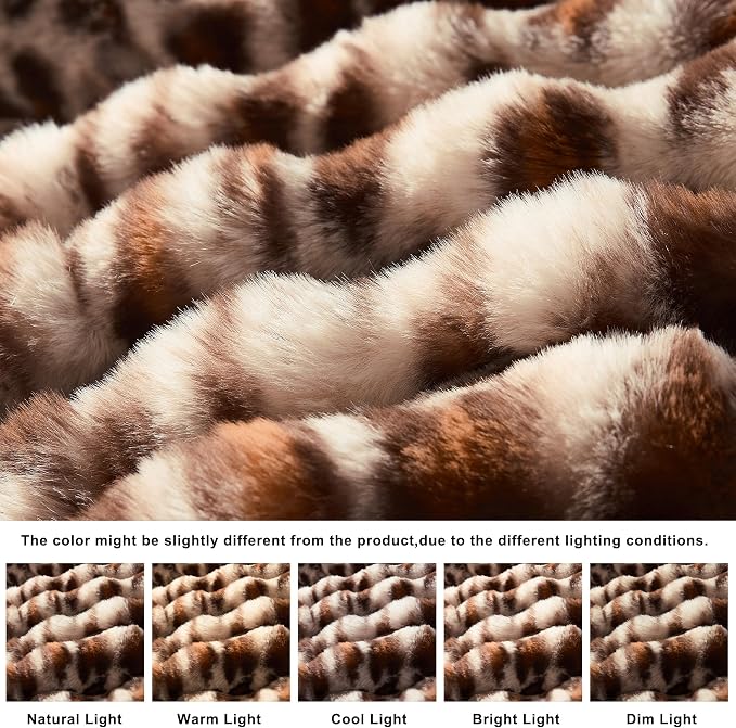 WDCOZY Cheetah Leopard Print Bubble Throw Blanket, Luxury Faux Rabbit Fur Mink Plush Throw for Couch, Sofa and Bed, Soft Fluffy Fuzzy Cozy Blanket for Women, Thick and Warm, 50x60 inches, 950 GSM