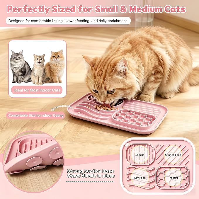 AZY 3-Piece Slow Feeder Cat Bowl Set with Strong Suction Cups