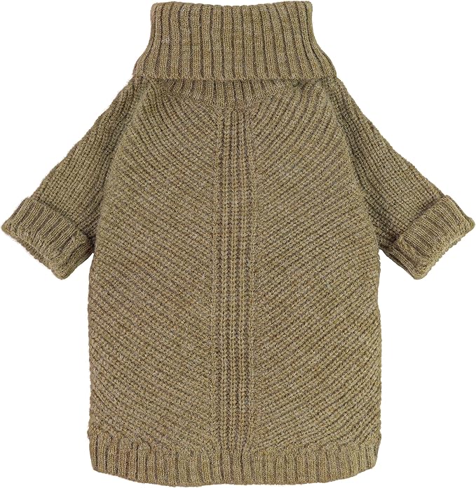 Fitwarm Thermal Knitted Dog Sweater Doggy Winter Coat Pet Clothes Doggie Turtleneck Jacket Puppy Outfits Cat Sweatsuit Sage Green XS