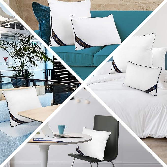 Utopia Bedding 20x20 Throw Pillow Inserts, Decorative Pillows, Pack of 2 | Piping Throw Pillows, Plush & Supportive, Aesthetic Cushion Sham Stuffer for Sofa, Office, Couch & Bed, Set of 2, White