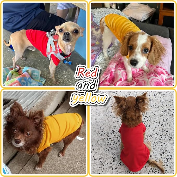 2 Pack Solid Color Dog Shirts - Lightweight, Quick Dry, Breathable Pet T-Shirts for Small to Large Dogs - Stretchy, Durable, Ideal for All Seasons and Holidays.Orange Red S