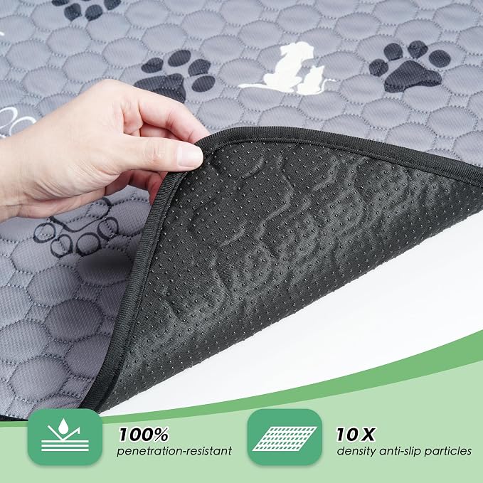 WanpeeGoo Washable Pee Pads for Dogs, Waterproof, 36 x 54 in, 2 Pack, Gray | Super Absorbent, Waterproof and Non-Slip; Washable, Reusable Dog Pads for Crates, Playpens, Floors, Furniture and Travel