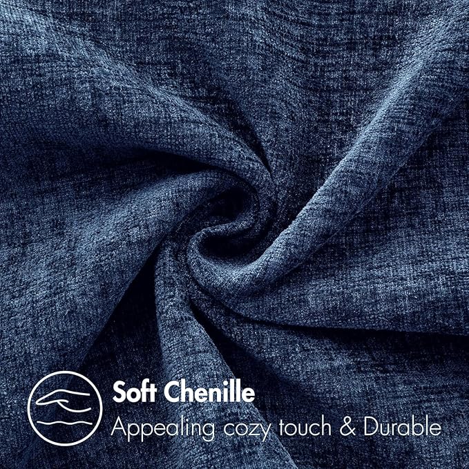 MIULEE Soft Chenille Throw Pillow Covers Navy Blue 20x20 Inch Pack of 2 | Modern Coastal Home Decor, Classic Decorative Pillows, Solid Dyed Cases, Boho Couch Cushion Covers for Sofa Bed Living Room