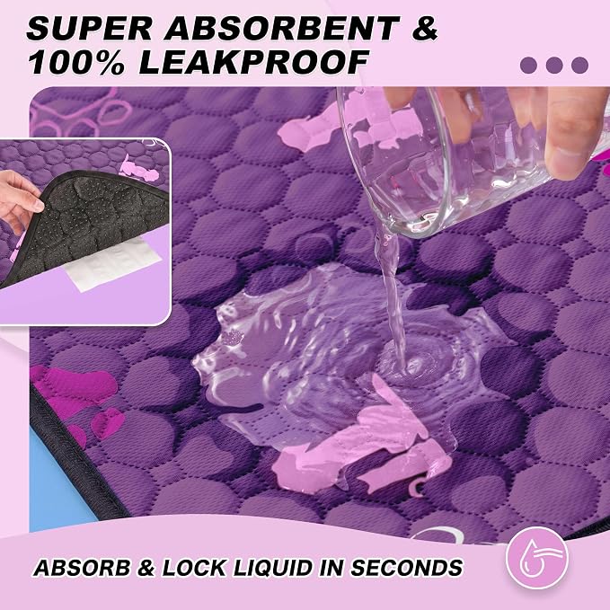 WanpeeGoo Washable Pee Pads for Dogs, Waterproof, 65 x 48 in, 1 Pack, Purp | Super Absorbent, Waterproof and Non-Slip; Washable, Reusable Dog Pads for Crates, Playpens, Floors, Furniture and Travel