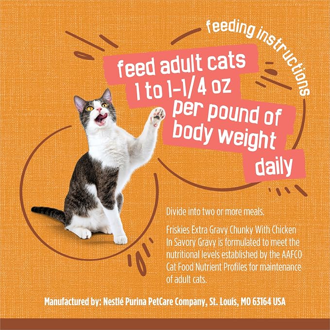 Friskies Purina Extra Gravy Wet Cat Food Chunky Chicken in Savory Gravy - 5.5 oz. Cans,(Pack of 48)