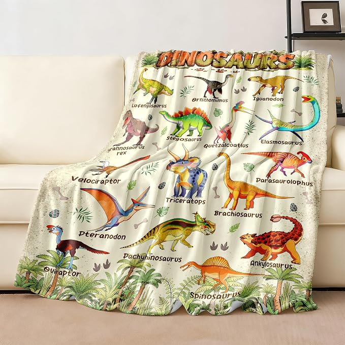 Dinosaur Blanket Gifts for Dinosaurs Lovers Soft Flannel Dinosaur Throw Blanket Bedding Decor 50"x40"