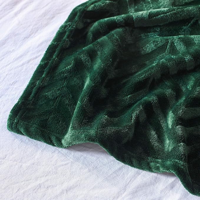 Whale Flotilla Flannel Fleece Fall Bed Blanket King Size, Emerald Green | Lightweight Breathable Soft Bedspread, Plush Fluffy Coverlet Chevron Design Decorative Blanket for Home Life, 90x104 Inch
