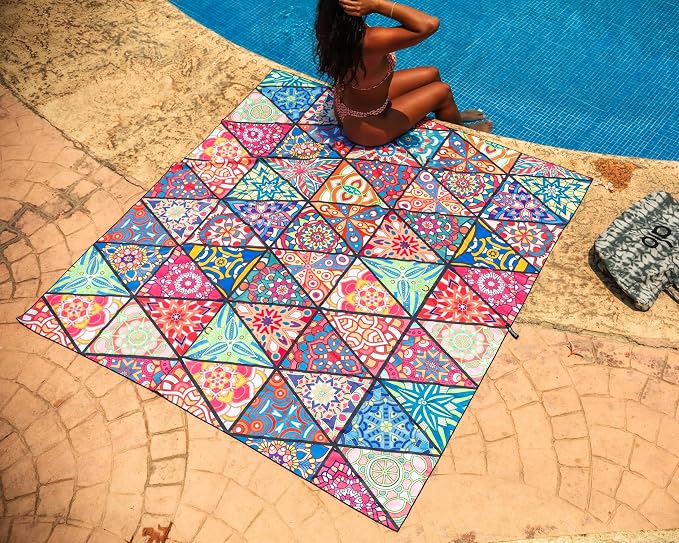 Quick Dry Towel Extra Extra Large 72x72 Inch - Microfiber Beach Towel - Perfect for Beach, Travel, Swimming, Pool, Yoga, Hiking, Camping - Lightweight, Fast Drying, Compact for Adults (Havana)