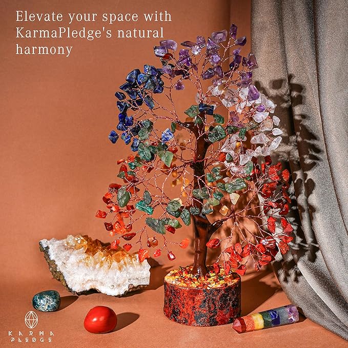 7 Chakra Tree of Life for Manifestation Unique Birthday Gifts for Women, Men, Friends, Handmade Home Decor Healing Crystal Tree for Money, Good Luck, Anniversary Gifts for Her, Mom & Dad