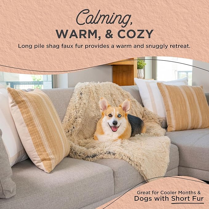 Best Friends by Sheri Dog Blanket, Shag Faux Fur, Taupe, 30" x 40" | Ultra Soft Throw for Pets, Sense of Security & Warmth, Lightweight Bed Cover, Machine Washable, Cats & Small-Medium Dogs