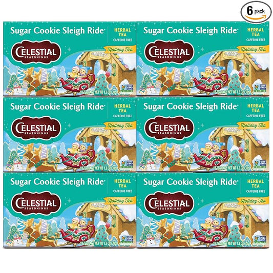 Celestial Seasonings Herbal Tea, Sugar Cookie Sleigh Ride, 18 Count (Pack of 6)