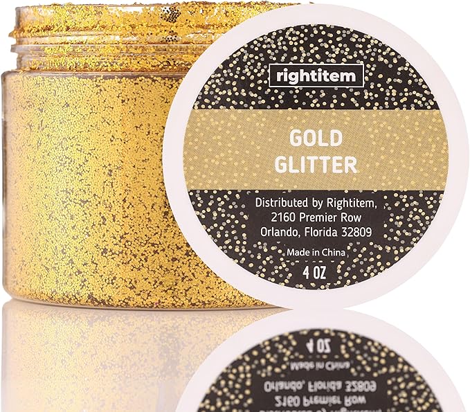 Nail Glitter - Gold Glitter in Jar - 4 Oz Glitter for Crafts - Christmas Glitter - Chunky Glitter for Slime - Face Glitter - Candle Glitter - Body Glitter