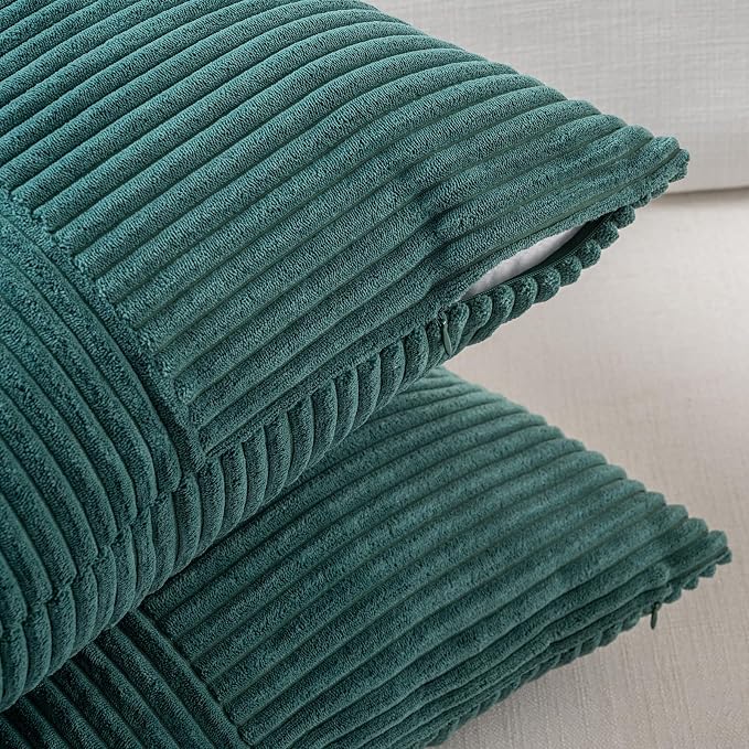 Fancy Homi Set of 1 Teal Boho Long Lumbar Body Decorative Throw Pillow Cover 14x36 Inch for Bed Couch Bedroom Bench, Soft Patchwork Corduroy Textured Pillow Case, Rustic Farmhouse Room Decor