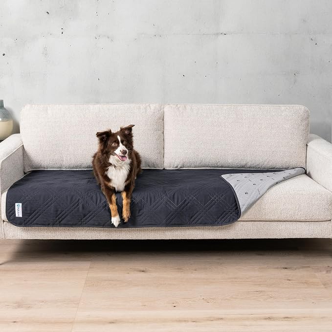 PetAmi Waterproof Couch Cover for Dog Non-Slip Bed Sofa Blanket, 30x70 Gray | Leakproof Furniture Protector for Pet Cat, Machine Washable Pee Proof Mat for Chair Car Seat, Durable & Anti Slip Backing