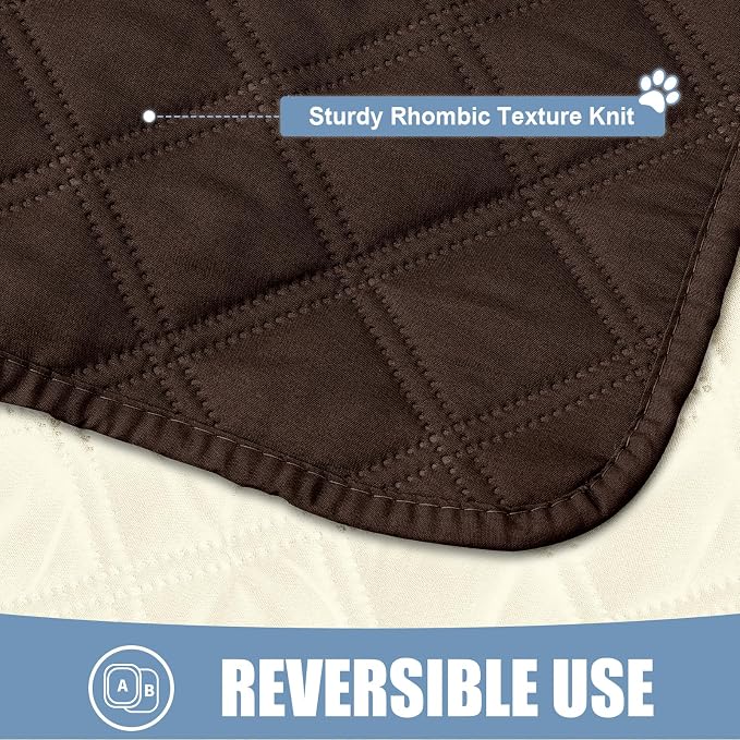 Smiry Waterproof Reversible Pet Couch Covers for Dogs | Pet Friendly, Soft Fabric, Washable Sofa Furniture Protector for Dogs Cat Kids, Checkered (30"x70", Chocolate/Beige)