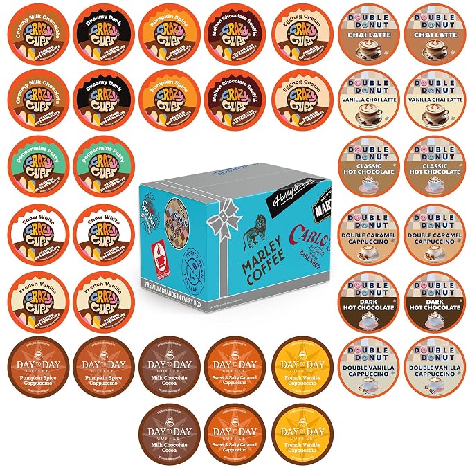 Crazy Cups Cappuccino & Hot Chocolate Variety Pack, Including Flavored Hot Chocolate & Cappuccino Coffee for Keurig K Cup Machines, Coffee Gift Set, Hot Chocolate Gift Set, 36 Count(Pack of 1)