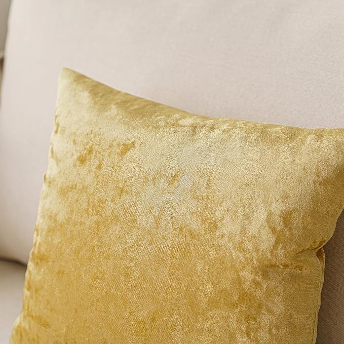 NiNi ALL Gold Velvet Throw Pillow Covers 22x22 Pack of 2 Decorative Couch | Soft Solid Boho Cushion Squar Pillow Cases for Chair Sofa Bedroom Farmhouse Living room Modern Luxury Home Decor Christmas