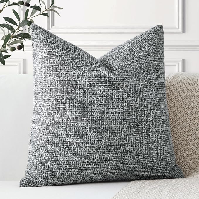 OTOSTAR Linen Throw Pillow Cover Set of 1 Decorative Square Pillowcases Cushion Covers 20x20 Inch for Home Decor Sofa Bedroom Car 50 x 50CM Dark Grey