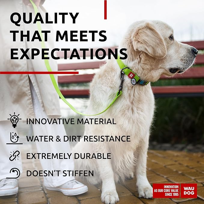 WAUDOG Waterproof Dog Collar - Adjustable Collar with Air Holder and QR Tag for Large, Small and Medium Breeds