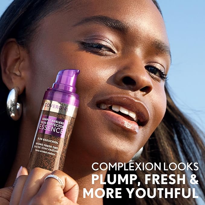 Covergirl Simply Ageless Skin Perfector Essence Foundation, 75 Rich-Deep, Tinted Skincare Makeup Hybrid, Sheer Tint, Radiant Finish, Glowy Finish, Vegan Formula, 1.0oz