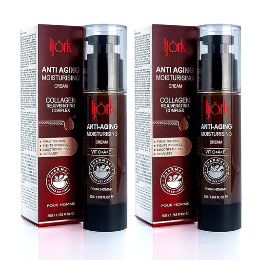 2 x Men’s Anti-Aging for Face and Neck – Anti Wrinkle and Skin Toning | Moisturizer for Firm, Smooth Skin | Lightweight & Non-Greasy | Unscented