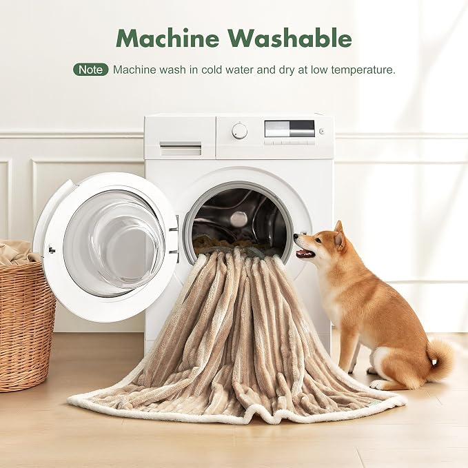 Waterproof Dog Blanket for Couch - Washable Medium Pet Blanket for Furniture Protector, Cozy Fleece Calming Dog Crate Blankets for Indoors & Outdoors, Linen, 40"x50"