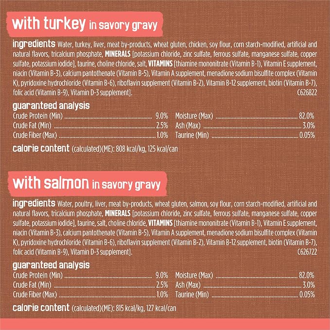 Friskies Purina Extra Gravy Wet Cat Food Chunky Variety Pack (with Chicken,Turkey,Salmon,Beef) - 5.5 oz. Cans,(Pack of 48)