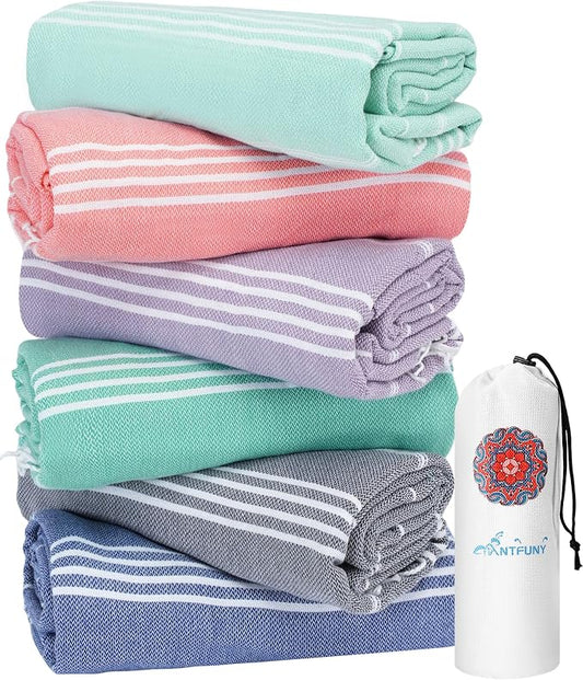 Antfuny 6 Packs Turkish Beach Towels Yoga Blanket Gym Workout Towel 2024 Women Birthday Gift Ideas for Mom Day Mother Grandma Wife Sister Girlfriend Her Friend Appreciation Thank You