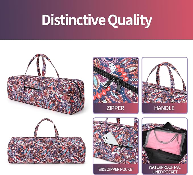 Boulder Bee | Yoga Mat Bag | Large Yoga Mat Carrier with Wet Pocket | Yoga Gifts | Gym Tote Bag for Women
