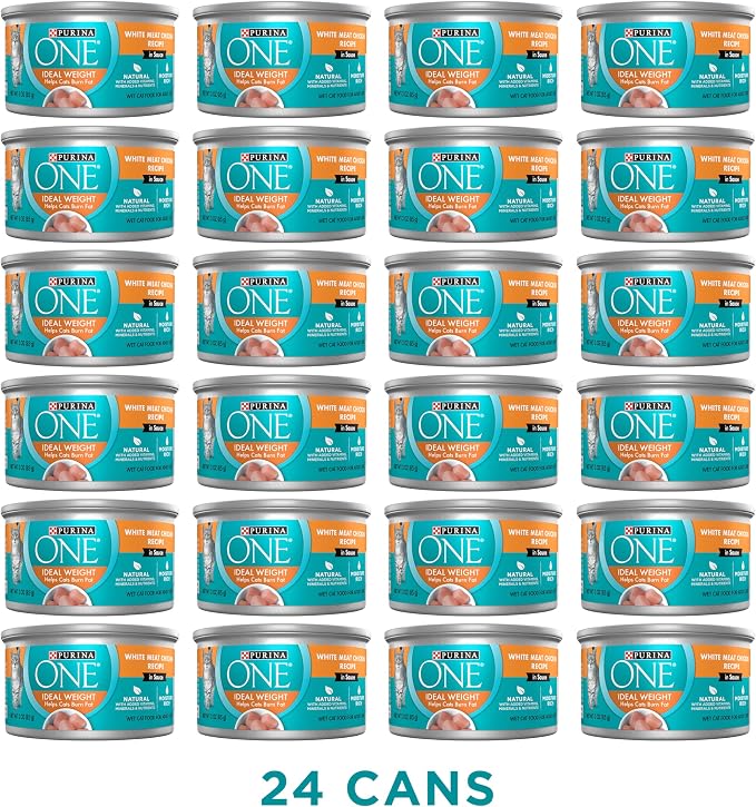 Purina ONE Weight Control Wet Cat Food, Ideal Weight, 24 Pack 3 oz Cans | High protein, moisture rich, white meat chicken in sauce recipe to help maintain a healthy weight by helping cats burn fat