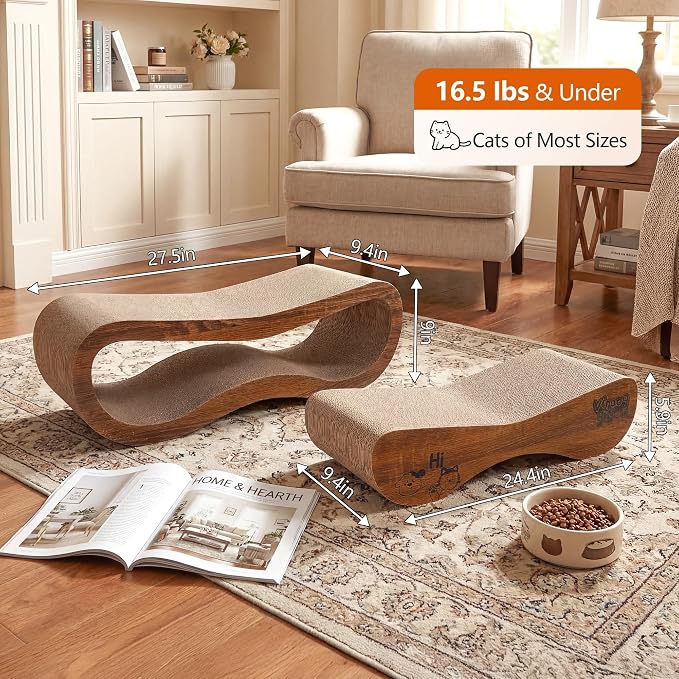 Cat Scratcher 2 in 1 Scratchers for Indoor Cats Scratching Board Cardboard | Horizontal Corrugated Scratch Pad for Cats as Beds & Furniture Reversible Sofa Scratch