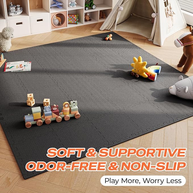 SUPERJARE Gym Floor Mats, EVA Foam Puzzle Exercise Mats, Interlocking Floor Mats, Cushioned Foam Floor Tiles, Gym Flooring Workout Mat for Home Gym, Playroom, Garage, 12.6"x12.6"x0.4"